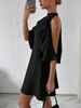 Temperament Style Women's Dress, Thin And Fashionable, Solid Color, Neck Off-the-shoulder Waist Short, Daily Commuting Party Outings_ecoleips.com