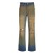 Distressed High Waist Straight Leg Jeans For Women - Vintage Washed Denim Pants With Faded Ombre & Splatter Paint Details_ecoleips.com