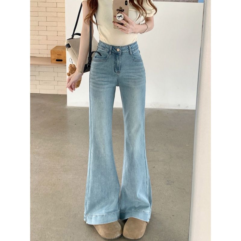 2026 Spring/Summer New Elatic Micro-flare Denim Pant For Women, Slim Fit, Stylih Deign, Wide-leg Bell-bottom_ecoleips.com