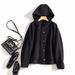 Women's Clothing quality double sided wool coat with hood and short button for women_ecoleips.com