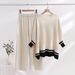 European And American Cross-border Knitted Two-piece Set For Women, Slimming Wide-leg Pants, Tight-fitting Long-sleeve_ecoleips.com