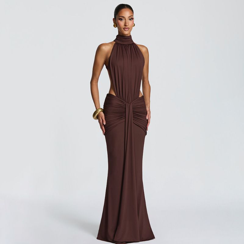 Women's Sexy Elegant Halter Backless Bodycon Maxi Dress – Party Evening Gown_ecoleips.com