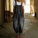 Retro Women's Distressed Loose Fitting Casual Denim Jumpsuit Adjustable Buckle Waist_ecoleips.com