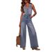 2025 New American Style Summer Women's Casual V-Neck Sleeveless Denim Jumpsuit For Cross-Border_ecoleips.com