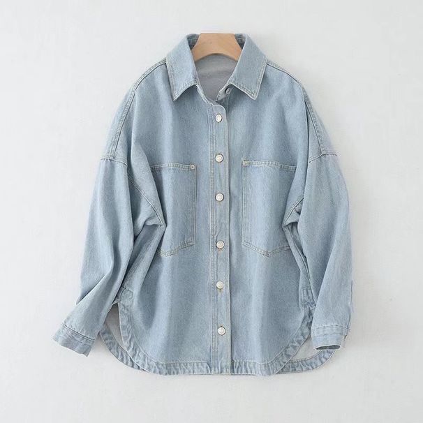 2026 Spring Autumn New European And American Cross-Border Women's Urban Casual Washed Denim Shirt Jacket M2_ecoleips.com