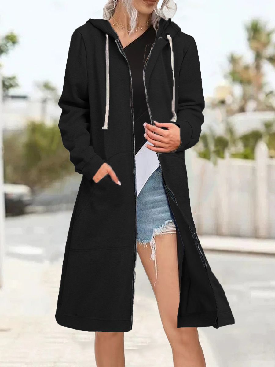 Women's Clothing New Plus Size Women's Winter Color Block Loose Coat Zipper Cardigan Fleece Sweatshirt_ecoleips.com