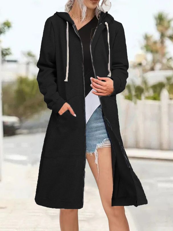 Women's Clothing New Plus Size Women's Winter Color Block Loose Coat Zipper Cardigan Fleece Sweatshirt_ecoleips.com