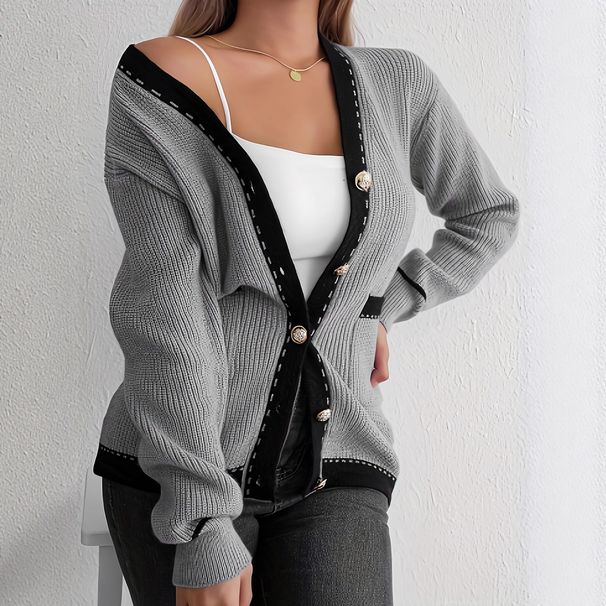 European American Cross-border Knitted Sweater, Solid Color, Casual And Relaxed Long-sleeve Cardigan Jacket_ecoleips.com