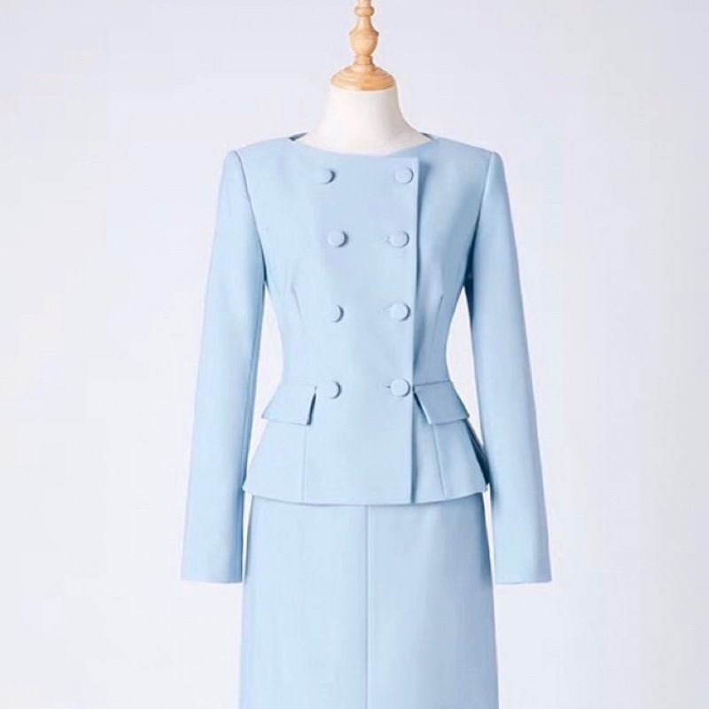 Blue Commuter Suit For Women High-End Two Piece Formal Attire With Jacket And Skirt Elegant Fashionable New Style Youthful Professional_ecoleips.com