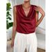Women's Clothing Women's Satin Shirt Women's Spring And Summer Draped Sleeveless Satin Silk Shirt Top_ecoleips.com