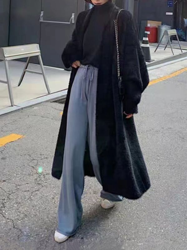 K Long Loose Cardigan For Women, Soft And Fluffy Over-the-knee Knitted Coat, Lazy Style Outerwear. No Bag_ecoleips.com