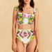 Women's High Waist Bikini Set - Floral Print Two-Piece Swimsuit With Side Split_ecoleips.com