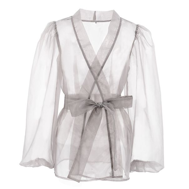 2025 Spring And Summer Sexy Mesh Shirt Jacket Women's Niche Long Sleeved Shirt Overshirt Layered Wear_ecoleips.com