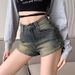 2025s American Style High Waist Denim Ultra Shorts For Women 2025 New Summer Slim Fit Petite Girl A-line Hot Pants_ecoleips.com