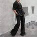 Women's Clothing Fashion Suit Cotton And Linen Short Sleeve Long Pants Two Piece Suit Belt Design Casual_ecoleips.com