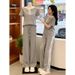 2026 Summer Super Stylish Casual Sports Outfit For Women, Trendy And Youthful, Lace Hooded Short-Sleeve Wide-Leg Pants_ecoleips.com