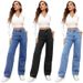 Women's High-Waisted Wide Leg Jeans – Stretch Denim, Distressed & Washed, Straight Fit, Comfortable Streetwear For Summer & Fall_ecoleips.com