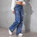 American Retro Blue Jeans For Women, Autumn And Winter 2025 New Style With Rhinestones, Butterfly Loose Straight Long_ecoleips.com