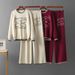 Women's Solid Color Two Piece Knit Set Round Neck Jacquard Knit Top With Wide Leg Pants Trendy Loose Wool Casual Suit For Autumn And Winter_ecoleips.com