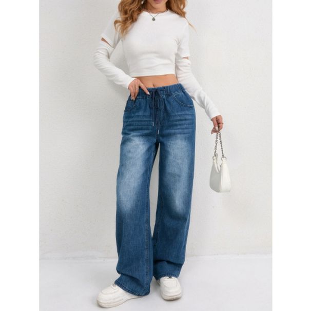 European And American Sizes - Cross-border Bestseller Trendy Elastic Wide-leg Women's Jeans_ecoleips.com