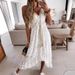Women's Summer Lace Camisole Long Dress Full Swing Solid Color Sunscreen Beach Dress New Style_ecoleips.com
