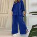 New European And American Women's Clothing Lapel Long Sleeved Shirts Spring And Autumn Casual Solid Color Pants Wide Leg Suits_ecoleips.com