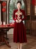 Exquisite Embroidered High-Collar Cheongsam – Elegant Long Red Qipao For Wedding Banquet & Reception_ecoleips.com