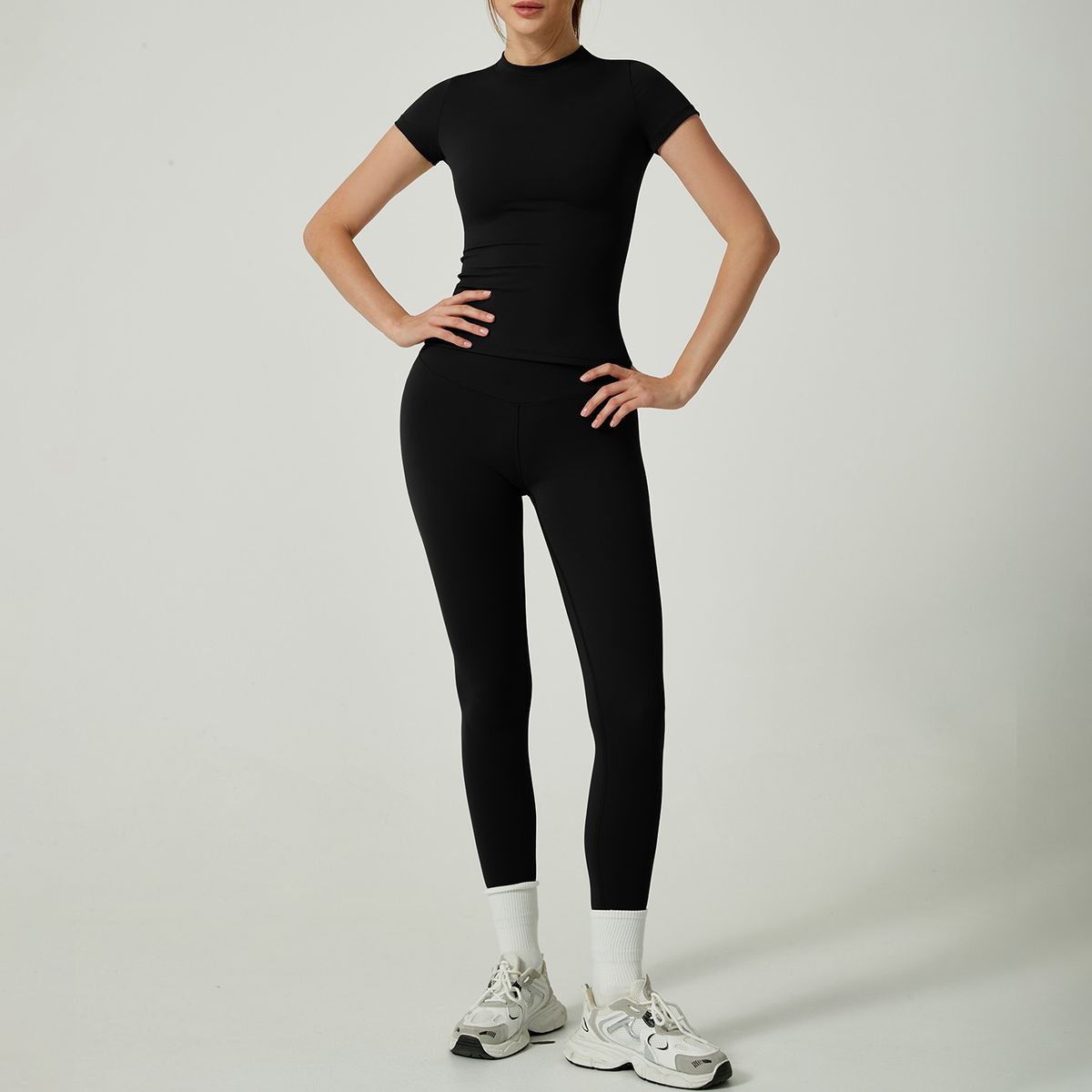 Women's Clothing Yoga Suit Short Sleeved Yoga Pants Suit Women's Two Piece Suit High End Yoga Clothes_ecoleips.com