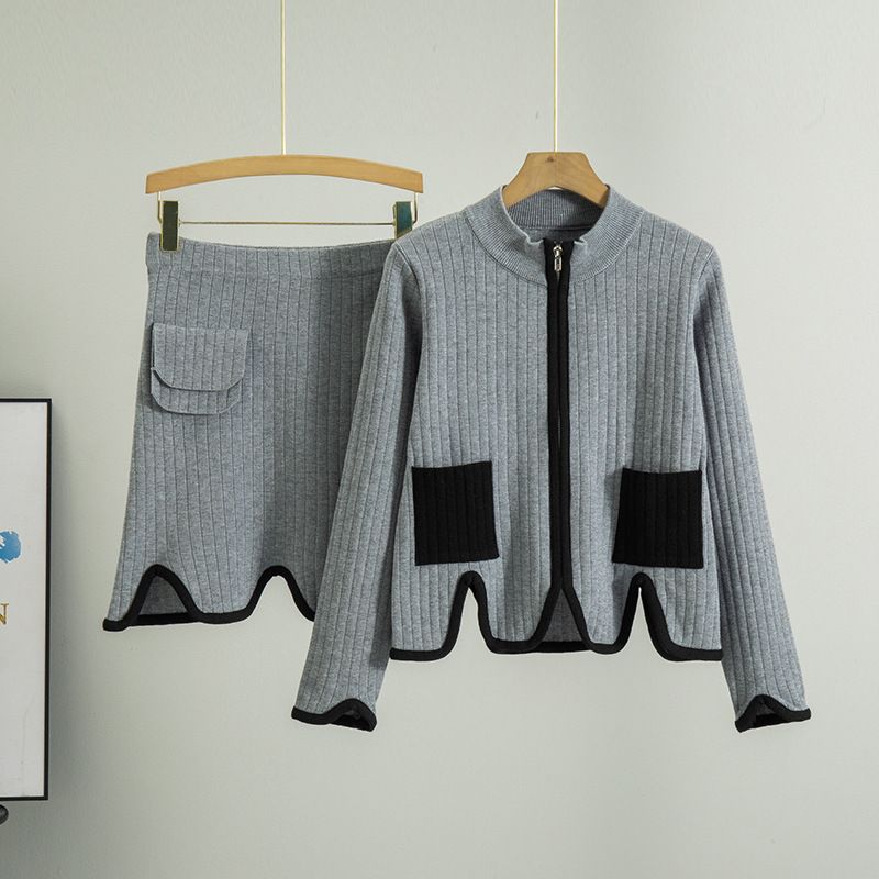Women's Clothing Fashion Suit Spring College Style Knitted Cardigan High Waist Miniskirt Two Piece Suit_ecoleips.com