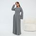 Voya Women's Plus Dress-Long Sleeve Crew Neck A-Line Dress In Premium Single-Sided Linen-Casual Modest Elegant Daily Wear For Women, Flowy & Comfortable_ecoleips.com