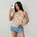 Voya Women's Spring/Summer Sexy T-shirt, Summer New Style, Floral Hanging Neck, Bareback Design, External Top_ecoleips.com