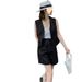Fashion Linen Suit For Women 2025 Summer New Sleeveless Blazer Vest + Wide-Leg Shorts Two-Piece Set_ecoleips.com
