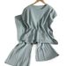 Women's Clothing Summer New Solid Color Sleeveless Vest Sweater Wide Leg Nine Point Trousers Suit Thin Ice Silk Two Piece Suit Female Trend_ecoleips.com
