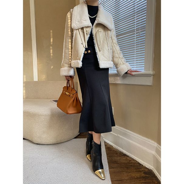 Vintage Barn Style Motorcycle Jacket For Women – Thickened Fur Lapel Windproof Coat For Riding & Casual (Beige/Black/Brown, S/M/L)_ecoleips.com