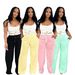 Women's Clothing Fashion Design Label Sports Vest Women's High Waist Drawstring Wide Leg Pants Suit_ecoleips.com