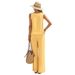 Women's Casual Cotton Linen Vest And Pants Set Sleeveless Round Neck Solid Color Fashionable New_ecoleips.com