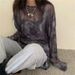 Women's Loose Fitting Tie Dye Long Sleeve T-Shirt Korean Style Semi Sheer Mesh Top Stylish Sun Protection Base Layer Thin 2024_ecoleips.com