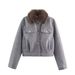 Women's Short Wool Jacket – Stylish Aviator Coat With Faux Fur Collar For Autumn & Winter_ecoleips.com