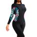 European American Foreign Trade One-piece Long-sleeve Printed And Surfing Sun-protective Women's Swimsuit, Diving Suit,_ecoleips.com