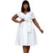C8483 Cross-border Women's Clothing 2022 New V-neck Pleated Waist Tie Sexy Fashionable European And American Gown Dress_ecoleips.com