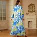Women's Clothing Middle East Dubai Women's Robe Long Skirt Fashion Printing Splicing Loose Sequin Dress_ecoleips.com