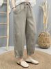 Suitable For All Seasons Pure Linen Casual 2025 Summer New Literary Elastic Waist Pocket Drawstring Balloon Pants For Women 2539_ecoleips.com