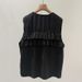 V-Neck Sleeveless Vest With Ruffle Trim And Button Front - Versatile Layering Piece For Women Comfortable Relaxed Fit_ecoleips.com