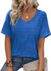 Zeagoo Womens Summer Tops Short Sleeve Casual Shirts Floral Tee Trendy 2026 Basics V Neck Plain Tshirt_ecoleips.com