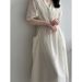 Yan Shuang V-Neck Pleated Summer New Style Lace Up Waist Mid Length Dress 80829_ecoleips.com