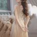 Women's Clothing Champagne Colored Evening Gown For Women Elegant Tassel Dress Style Spring Suitable For Art Exams Events And Banquets_ecoleips.com
