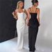 Women's Elegant Slim Waist Dress Open Back Square Neck Suspender Style Autumn Winter New Clothing_ecoleips.com