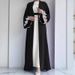 Women's Muslim New Solid Color Coat Fashion Elegant Vest Dress Set_ecoleips.com