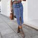 Women's Denim Midi Skirt Button down Design High Waist A-Line Skirts Casual Vintage Style Clothing_ecoleips.com