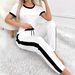 Summer Fashion Gold Print Two Piece Set Short Sleeve Top with Pants Spring/Autumn Wear_ecoleips.com